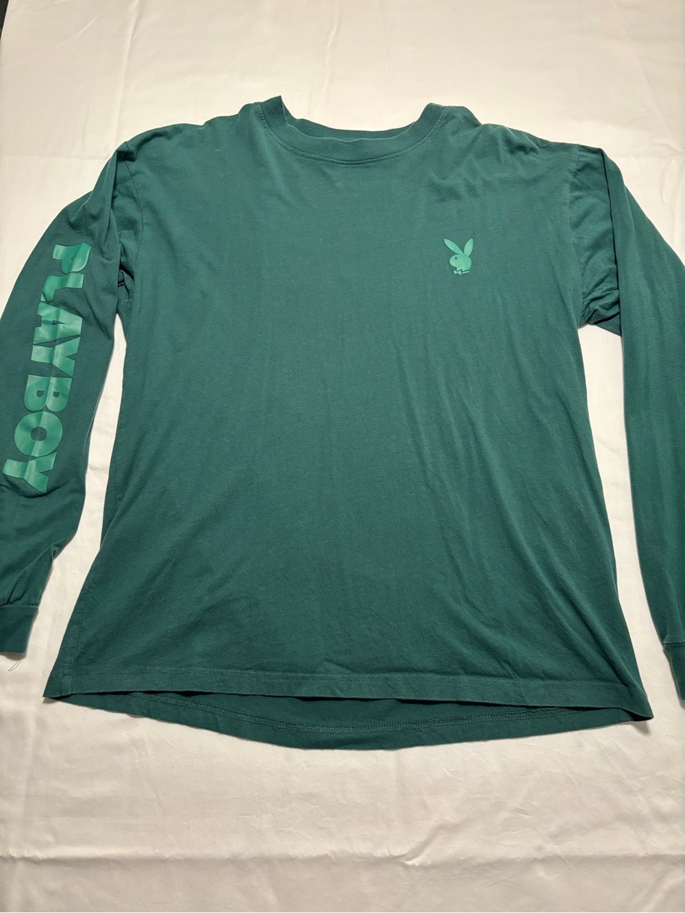 PLAYBOY Men's Long-Sleeve Logo Tee in Green